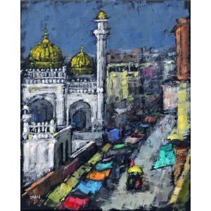 Zahid Saleem, 13 x16 Inch, Acrylic on Canvas, Cityscape Painting, AC-ZS-031
